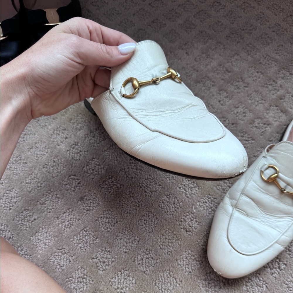 GUCCI PRINCETOWN LEATHER Slides White - Picture 4 of 4
